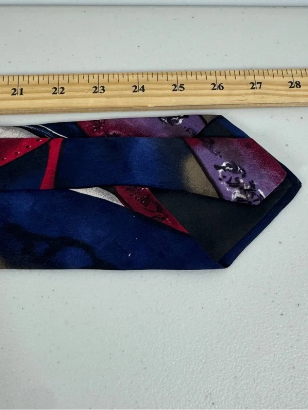 BOSA Silk Abstract Tie Blue Burgundy Artistic Pattern Designer Necktie